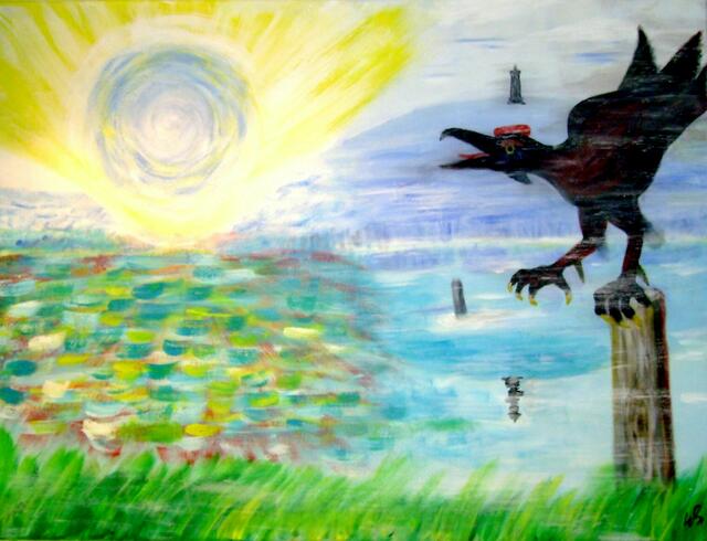 Sich auflösende Landschaft, Acryl auf Leinwand, 50x70