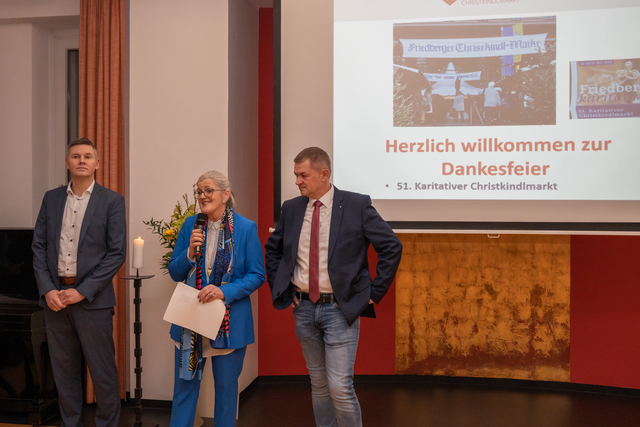 Dankesfeier zum Karitativen Christkindlmarkt 2022 - v.l.: Rainer Genswürger, Ulrike Sasse-Feile, Thomas Treffler | Foto: FSeventfoto