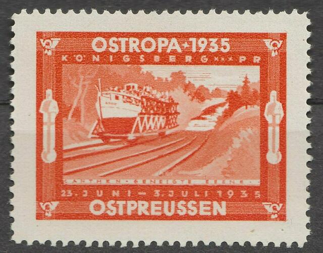 Königsberger Briefmarkenausstellung OSTROPA 1935
 | Foto: https://de.wikipedia.org/wiki/Ostropablock#/media/Datei:Vignetteorange.jpg