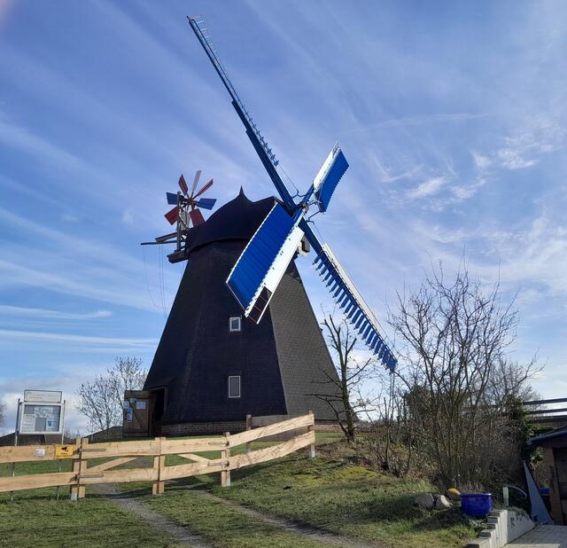 ... auch im Winter ist die Mühle in Betrieb - die letzte produzierende Windmühle in der Region Hannover