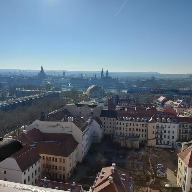 Blick vom Turm der Dreikönigskirche in Dresden