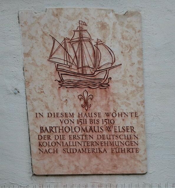 Gedenktafel an Bartholomäus Welser in der Annastraße 25 in Augsburg | Foto: Marianne Stenglein