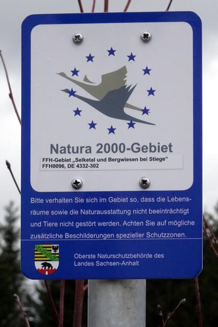 Hinweisschild zum Verhalten im FFH - Gebiet
