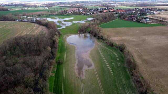 Jetzt werden die Felder überflutet. Koldingen 28.März 2023 15:45 Uhr ©Wilhelm Bauer | Foto: ©Wilhelm Bauer