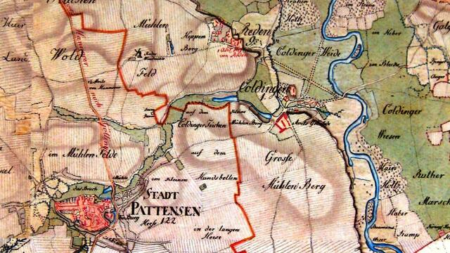 Meßtischblatt von 1781 - Man sieht gut die Koldinger Teiche
