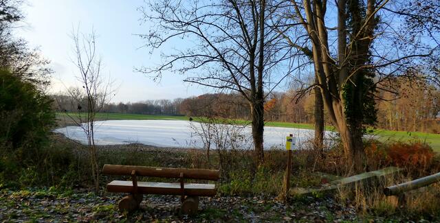 Ein anderer Blick von der Bank auf den neuen See.