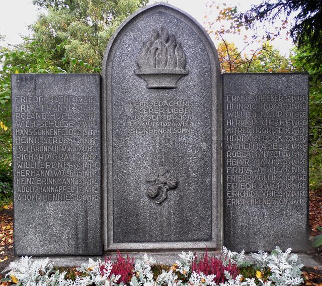 Die wenig übriggebliebenen Reste der Opfer wurden in einem Ehrengrab auf dem Stöckener Friedhof beigesetzt. Sie alle waren in einem Alter von 10 bis 22 Jahren gewesen.