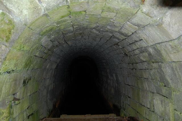 Leider kann der Gang, der unter den ehemaligen Hofmarschallställen verläuft, nicht betreten werden. Er ist weiter hinten verstürzt. (So ähnlich wie der abgebildete Gang sieht er aus.)