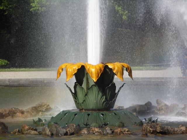 Heute erreicht sie bei Windstille eine Höhe von 72 Metern und ist damit die höchste Gartenfontäne Europas. Der Strahl, der mit gewaltigem Druck emporgeschleudert wird, besteht übrigens nur aus einem Ring von Wasser. Innen ist er hohl.