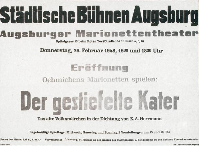 Zeitungsanzeige, 1948 | Foto: Augsburger Puppenkiste