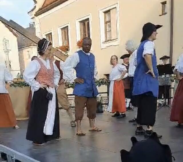 Beim offenen Tanzen kann jeder, der Lust hat mittanzen. Die Tänze werden vorgezeigt und angesagt. Es ist immer wieder eine wunderbare Ergänzung des Programmes der Friedberger Zeit. Diesmal unterstützte der Trachtenverein Friedberg mit dem Vortanzpaar Mertl. Frau Raab, historische Beratung,  gab zum Tanzen die Anregung und Frau Bauer setzte diese erfolgreich um.
