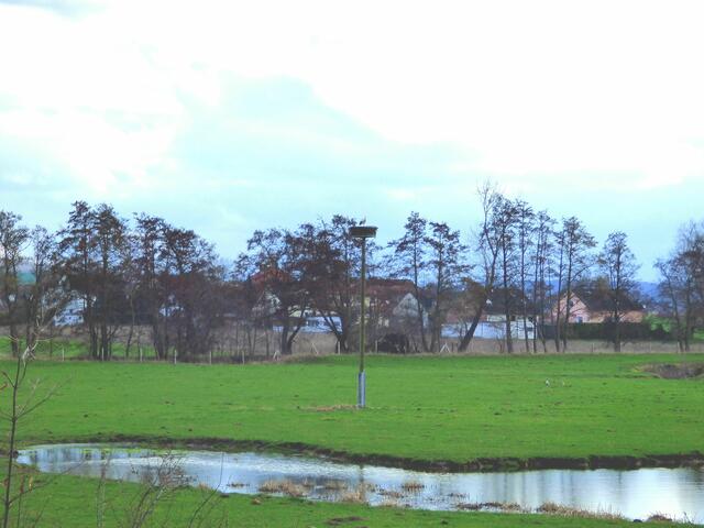 Vom Parkplatz hat man einen guten Blick auf Vörie und das Storchennest