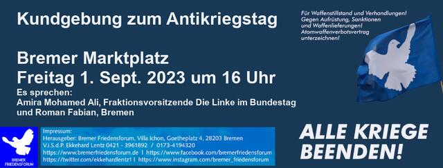 Kundgebung zum Antikriegstag in Bremen