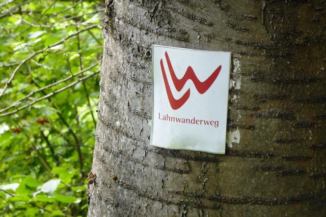 Der Lahnwanderweg auf der linken Seite des Mühlgrabens führt auf der Talstraße nach Salzböden.