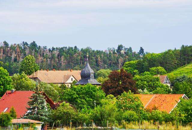 Blick auf Cattenstedt mit der Teufelsmauer