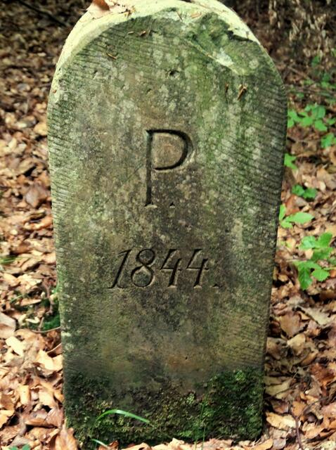 Grenzstein von 1844 mit P für Preußen an der preußischen - braunschweigischen Grenze