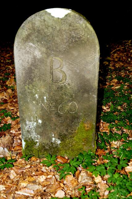 Grenzsteinvon 1844 mit  B für Braunschweig an der preußisch - brandenburgischen Grenze