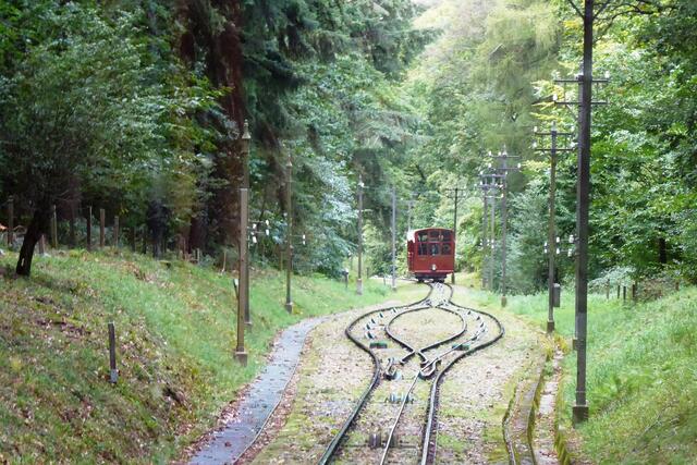 Diese Bergbahn fährt hinauf zum Königstuhl.