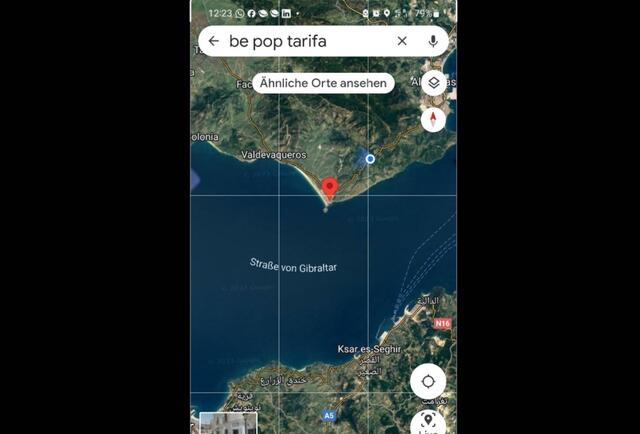 Lage von "Be Pop" in Tarifa, 10 km westlich von Gibraltar.