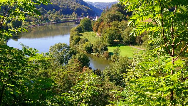 Neckartal: Im Hintergrund ist die Schleuse Guttenberg zu sehen. | Foto: Shima Mahi