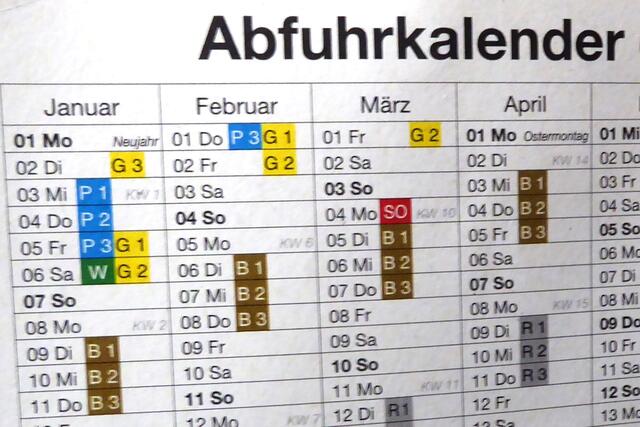 Der Abfuhrkalender 2024 im Ausschnitt.