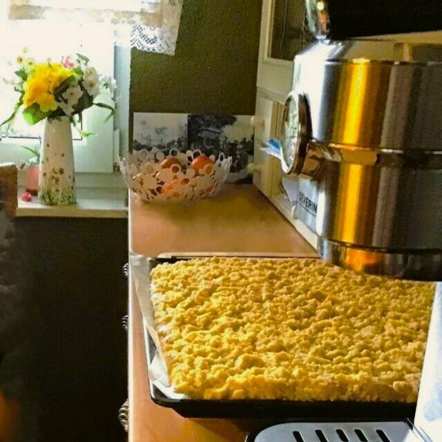 Zum heutigen Sonntag gabs mal wieder den beliebten Sahne-Streuselkuchen...