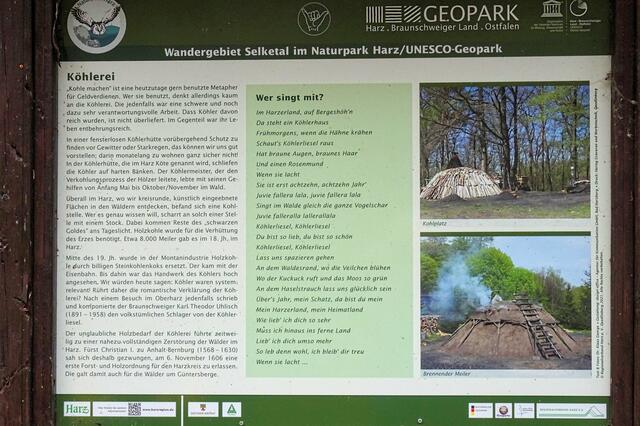 Infotafel an der Selke Köhlerhütte