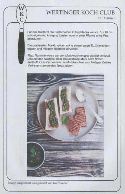 Das Rezept vom Markknochen Blatt 2. 