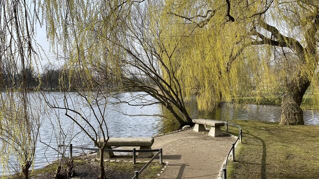 Bänke laden zum Verweilen auf der Liebesinsel ein. Foto: Helmut Kuzina