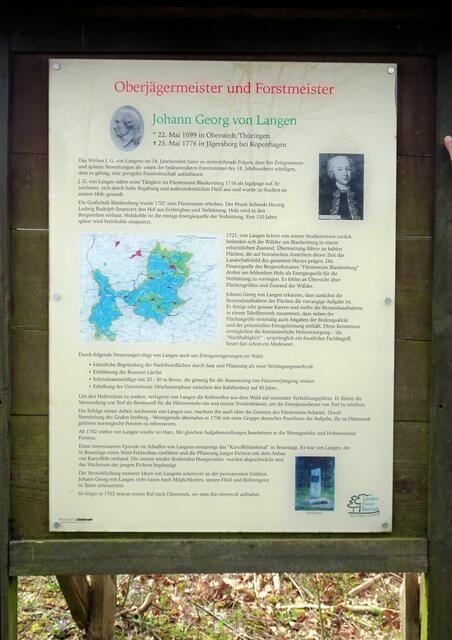 Informationstafel über den Forstmeister Johann Georg von Langen 