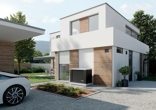 Erneuerbare Energien statt fossile Brennstoffe: Die modulierende Wärmepumpe x-change dynamic pro ist die optimale Basis für ein umweltfreundliches Heizsystem – egal ob Neubau oder Sanierung. Sie wandelt die Energie der Umgebungsluft effizient in Heizwärme um und arbeitet dabei hocheffizient mit einem COP von bis zu 4,8 (A2/W35). Außerdem ist sie bereits serienmäßig zur Kühlung und zur cleveren PV-Strom-Nutzung ausgerüstet.  | Foto: Kermi GmbH/akz-o