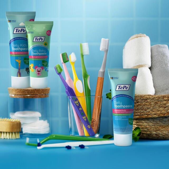 Das volle Programm: Vom schwedischen Zahnhygienespezialisten gibt es neben Zahnbürsten und Interdentalbürsten nun auch Zahncreme. | Foto: djd-k/www.tepe.com