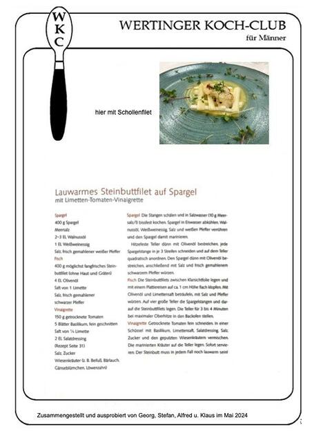 Rezept: Lauwarmes Steinbutt filet auf Spargel 
