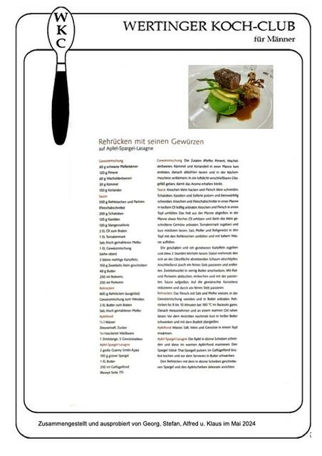 Das Rezeptnlatt vom Rehrücken.