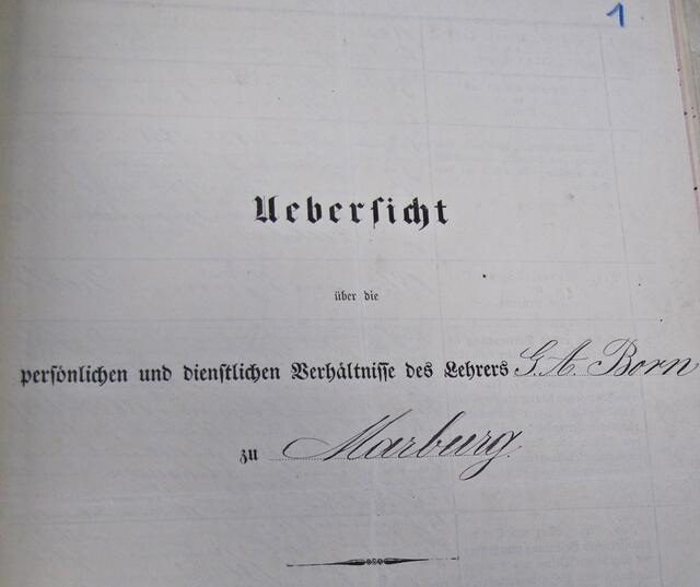 Lehrer Gottlieb Adam Born

(Quelle: StadtA MR, Marburg 3 C, 4341)