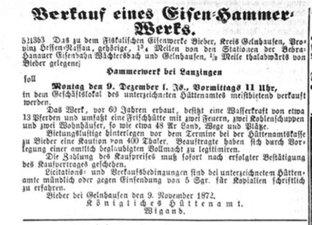 Aschaffenburger Zeitung vom 20. November 1872
Quelle: Identifikator des digitalen Objekts: bsb11032324_00601_u001