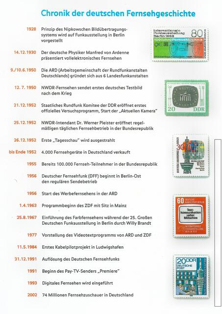 Eine Chronik der deutschen Fernsehgeschichte bis ins Jahr 2002.