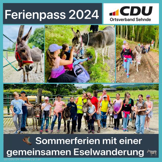 Dankbare Teamer und Teilnehmer der Eselwanderung im Ferienpass Sehnde mit dem CDU Ortsverband Sehnde. Kommunalpolitik / Politik mal über den Tellerrand hinaus, Jugendarbeit macht Spaß. Auch wenn man mal nach Rinteln ins Weserbergland reisen muss… .

#ansprechbarinsehnde #rinteln #gemeinsamstarkfürsehnde #cduovsehnde #sehnde #ferienpass #sommerferien #familienstadt #FamilienstadtSehnde #Eselwanderung #jugendarbeit #kijutreff #kijutreffsehnde #cdusehnde #sehnde2026 #ansprechbar #gemeinsamstarkinsehnde #FerienpassSehnde #wirhabenspaß | Foto: (c) CDU OV Sehnde / jr / as