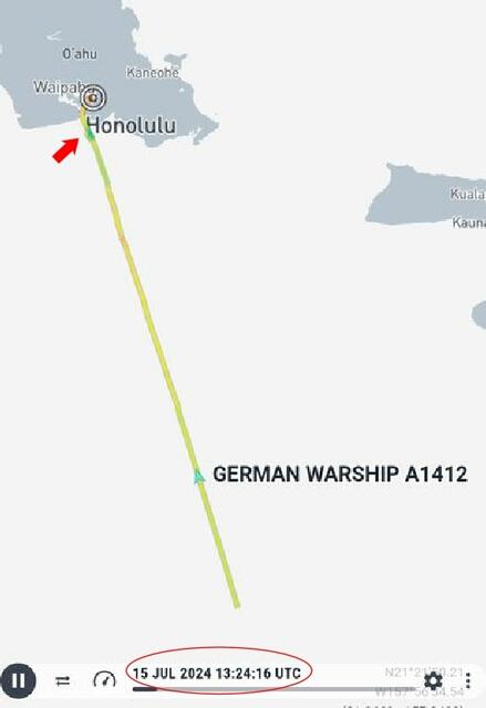 Am 15. ging's für den Einsatzgruppenversorger zum Nachtanken zurück nach Pearl Harbor. | Foto: Screenshot Marinetraffic