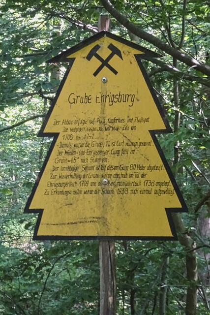 kaum noch erkennbar ist die Dennerttanne der Grube Ehrigsburg. In der Grube wurde Pyrit, Kupferkies und Flußspat gewonnen