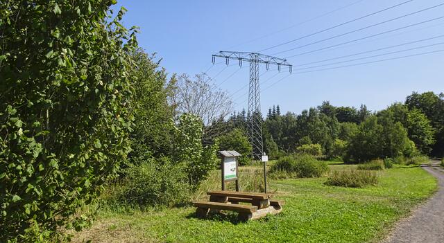 Rastplatz mit Informationstafel über Naturerbewald Blankenburg