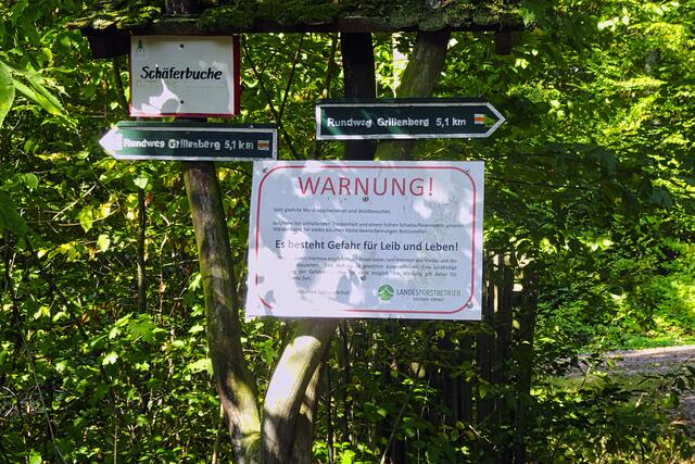 der Rundwanderweg ist  in Richtung Wildenstall derzeit nicht begehbar