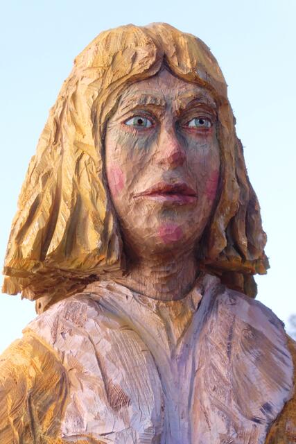Das Haupt der Skulptur von Ignaz Huber im Detail.