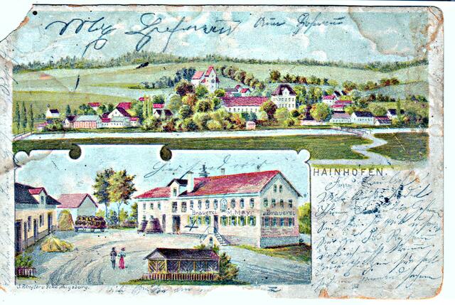 Der Brauereigasthof Mayr war weithin bekannt und diente als Motiv für einige Ansichtskarten.