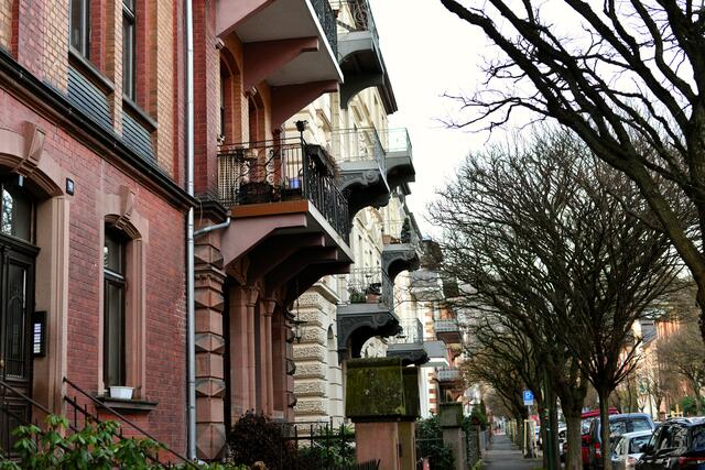 Die Haspelstraße im Winter. Auf dieser Seite stehen einige jüngere Bäume.