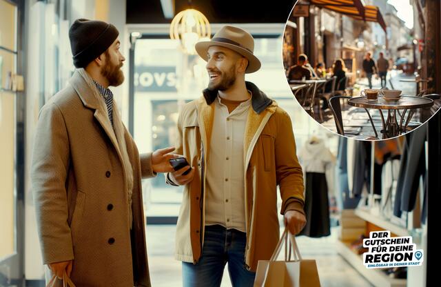Einkaufen in der City macht viel mehr Spaß als Online-Shopping – und ist unter Umweltaspekten ohnehin die bessere Idee. Mit regional einlösbaren Geschenkgutscheinen kann man die Geschäfte in der Innenstadt unterstützen.
 | Foto: DJD/www.wunschgutschein.de (KI generiert)