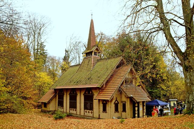 die Stabkirche am altem Standort am Albrechttshaus