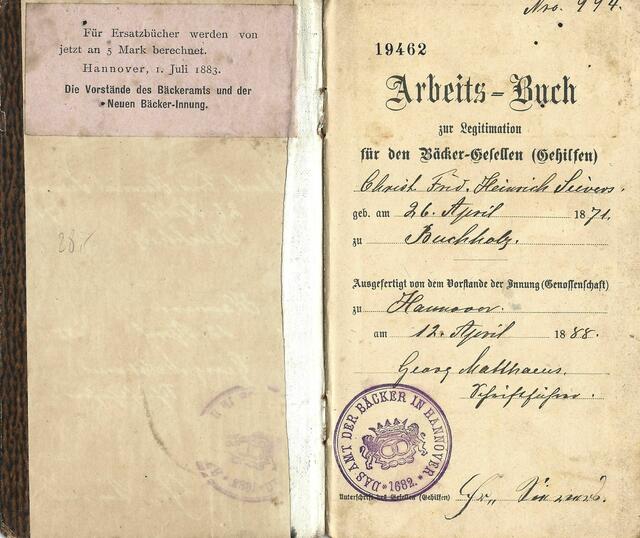 Arbeitsbuch Christian Friedrich Heinrich Sievers...