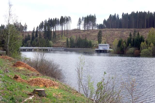 Überleitungssperre Königshütte, unterhalb des Regelhaus verläuft der Überleitungsstollen zur Rappbodetalsperre