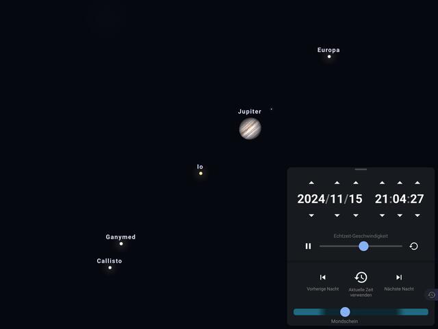 Diese Konstellation hatte Jupiter mit seinen Monden am 15.11.2024.